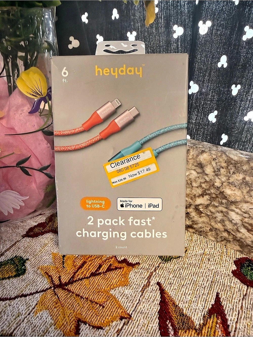 heyday 2 Pack Fast Charging Cables Orange & Blue NWT